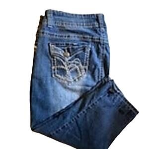 Apollo Jeans Missy Size 12 Stretch Embellished Embroidered Crop Jeans
